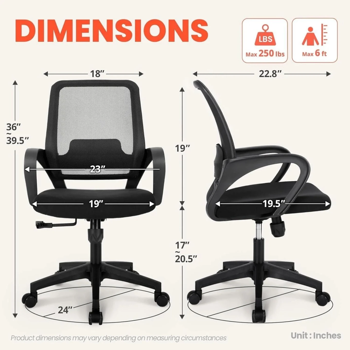 Black Mesh Office Chair with Lumbar Support - photo 4