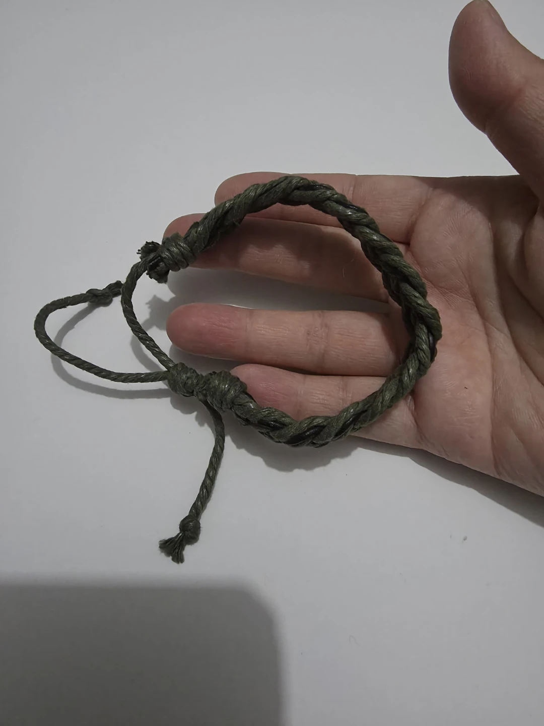 Braided Green Cord Black Leather Bracelet ⚽️ - photo 2