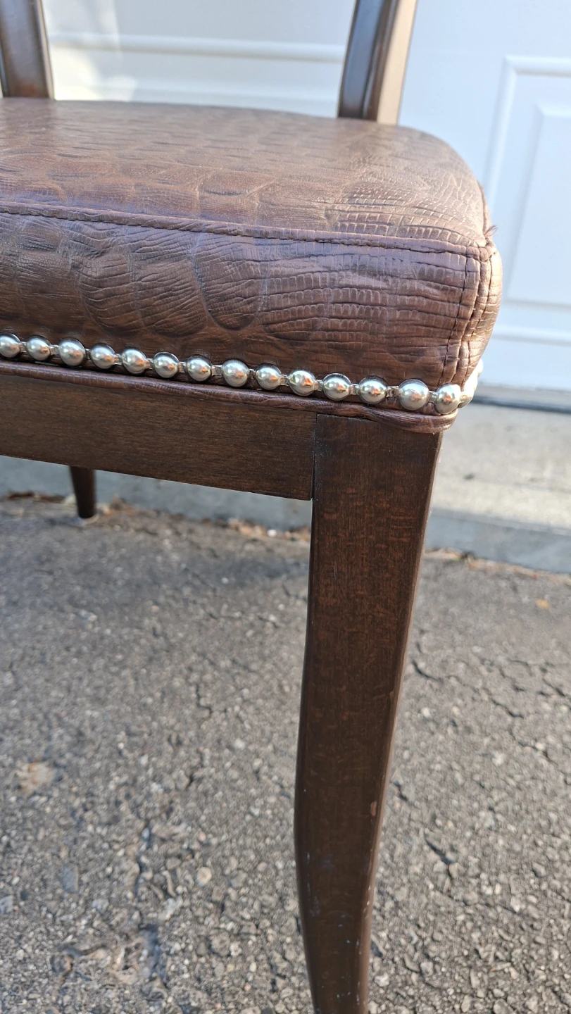 Brown Faux Croc Accent Chair with Studding - photo 2