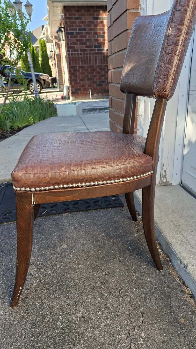 Brown Faux Croc Accent Chair with Studding - photo 3