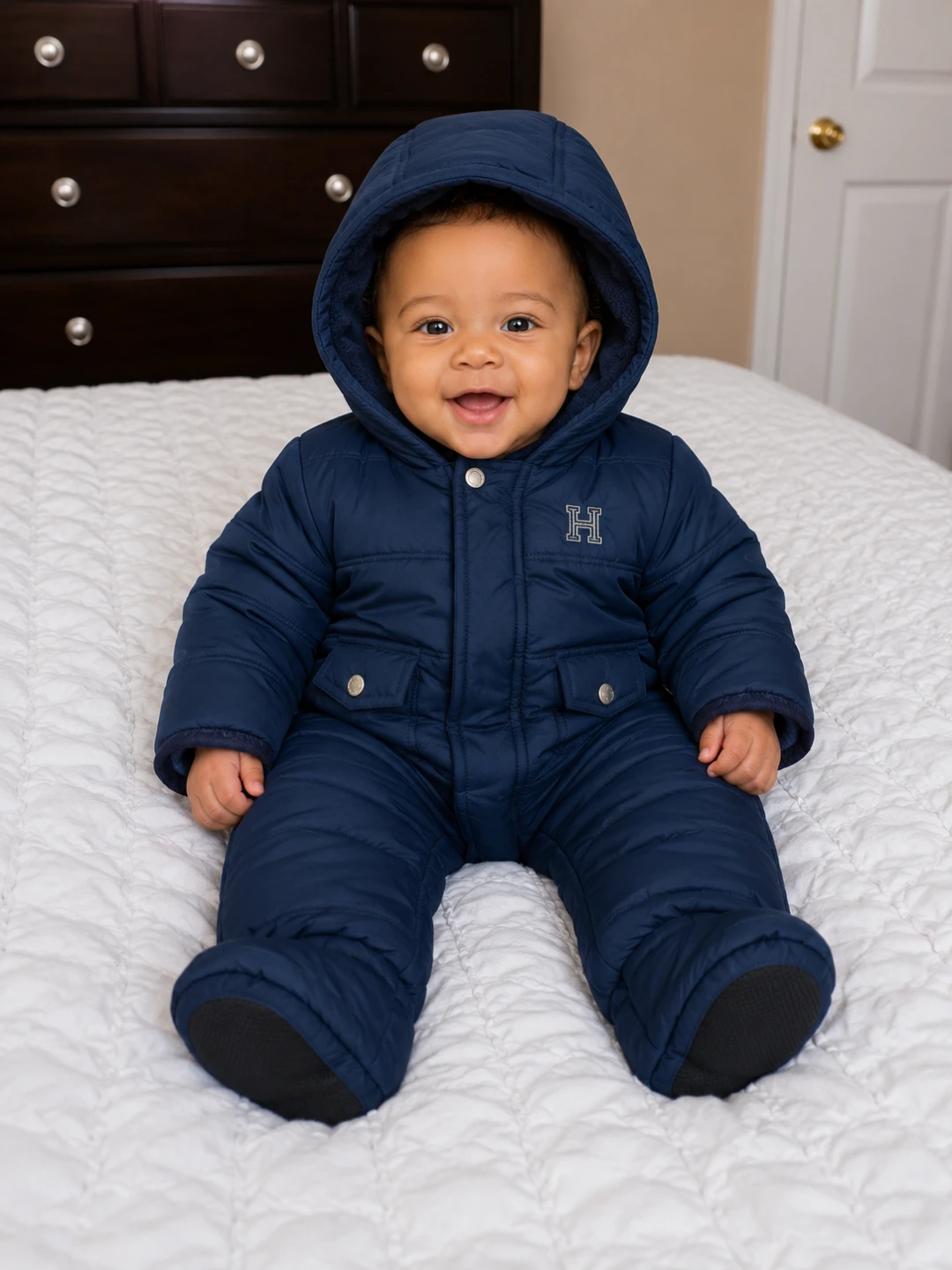 Blue Padded Baby Snowsuit