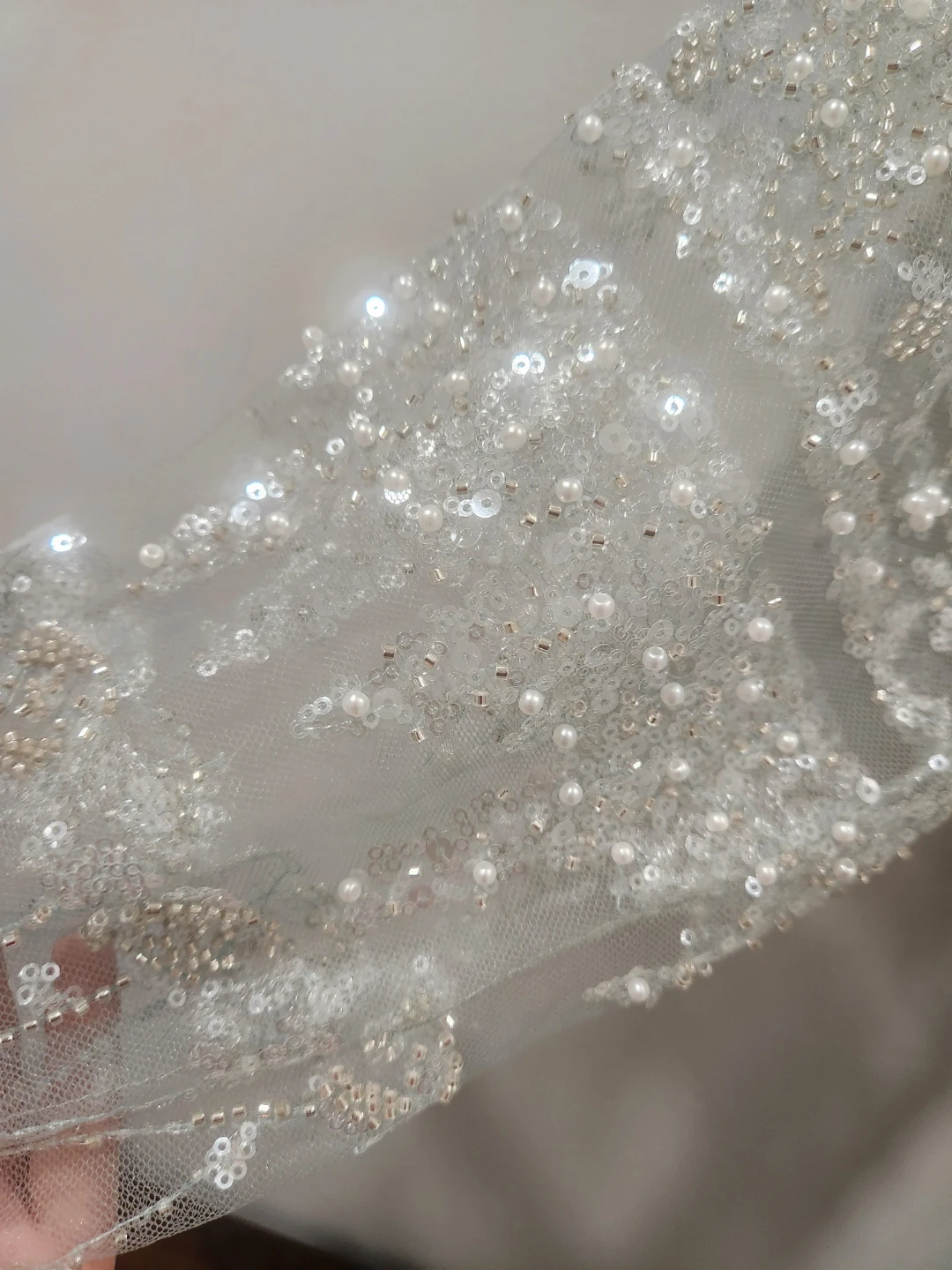 Mint Green Beaded Evening Gown with Sheer Sleeves - photo 3