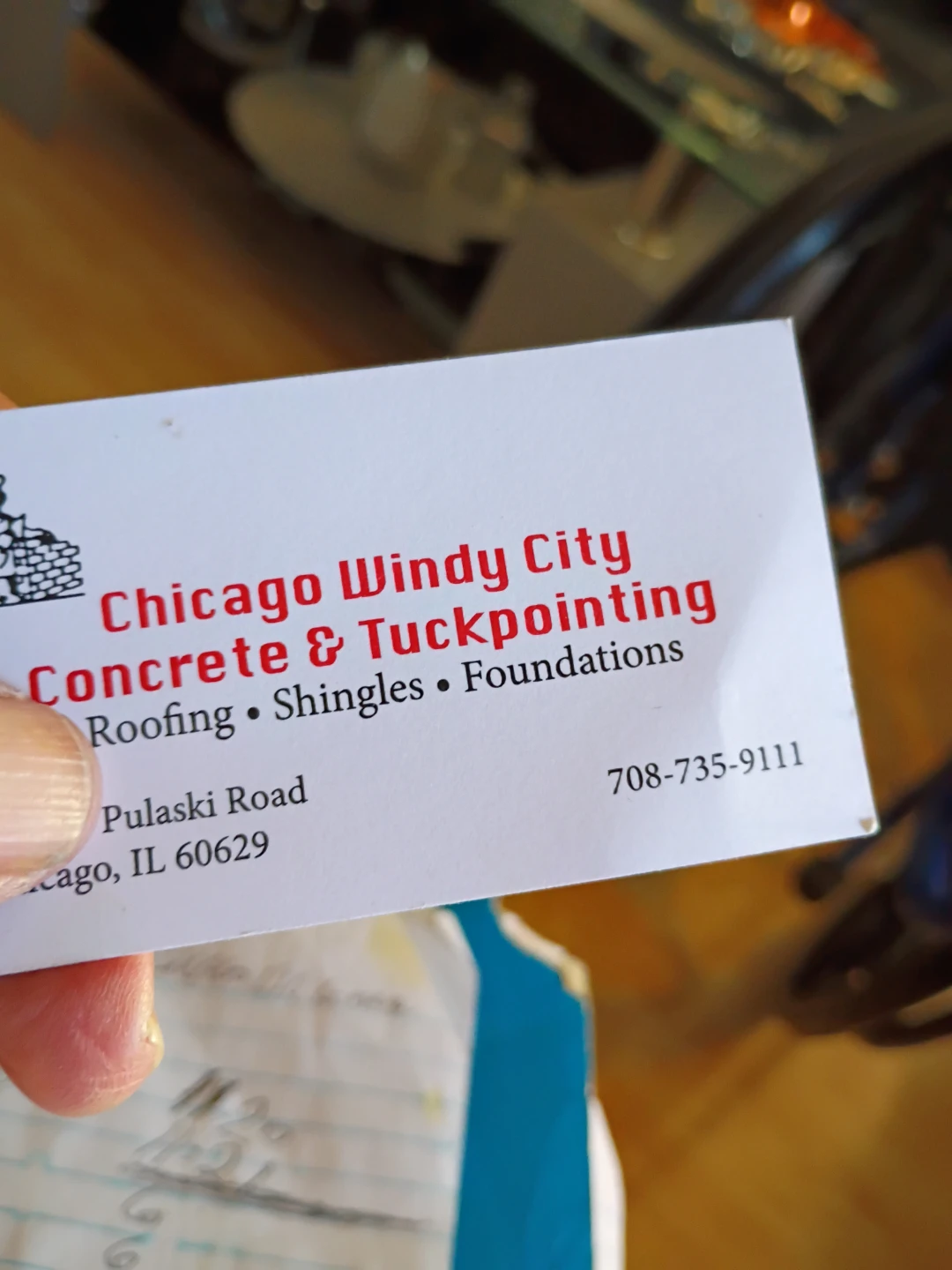 Chicago Windy City Concrete & Tuckpointing Business Card