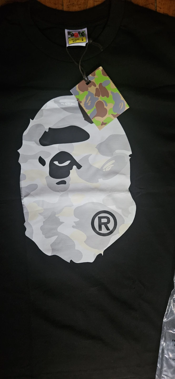 A Bathing Ape BAPE HEAD T-Shirt Black Camo Size L - photo 3