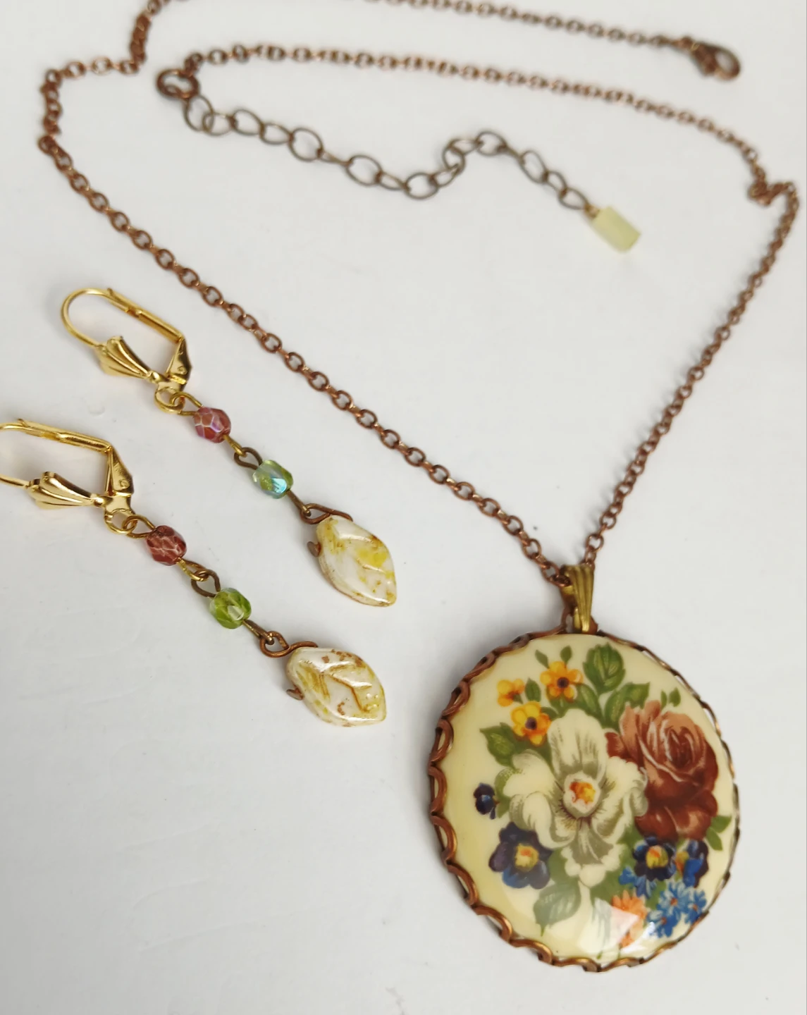 Floral Pendant Necklace and Earring Set - photo 2