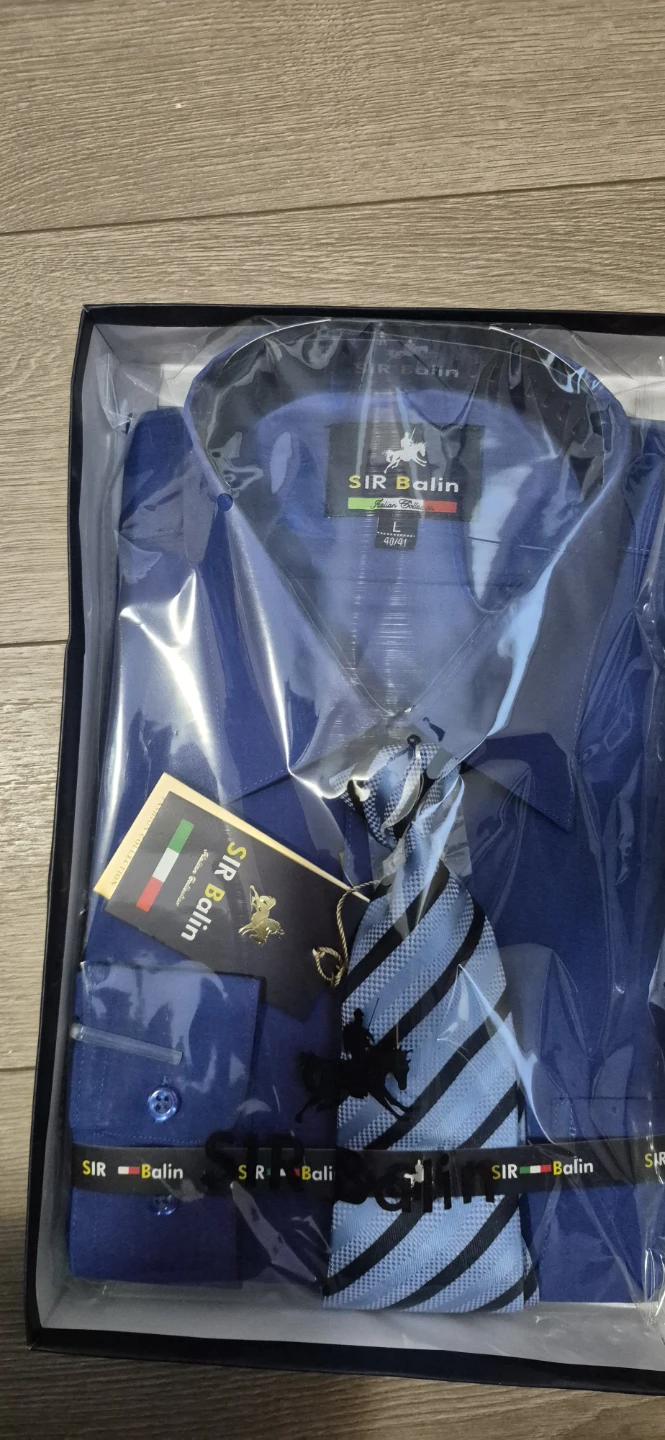 Sir Balin Men's Classic Shirt and Tie Set - Blue, Size L - photo 3