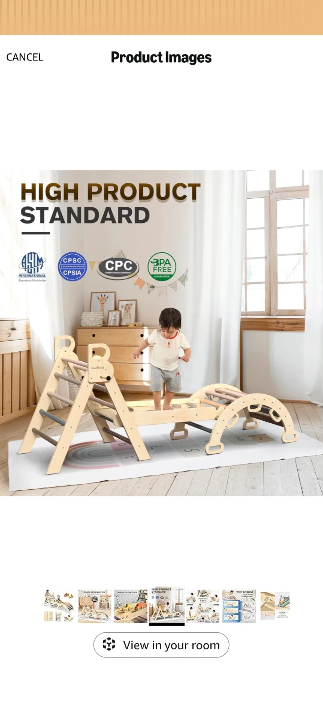 BlueWood Montessori Pikler Triangle Climbing Set - photo 5