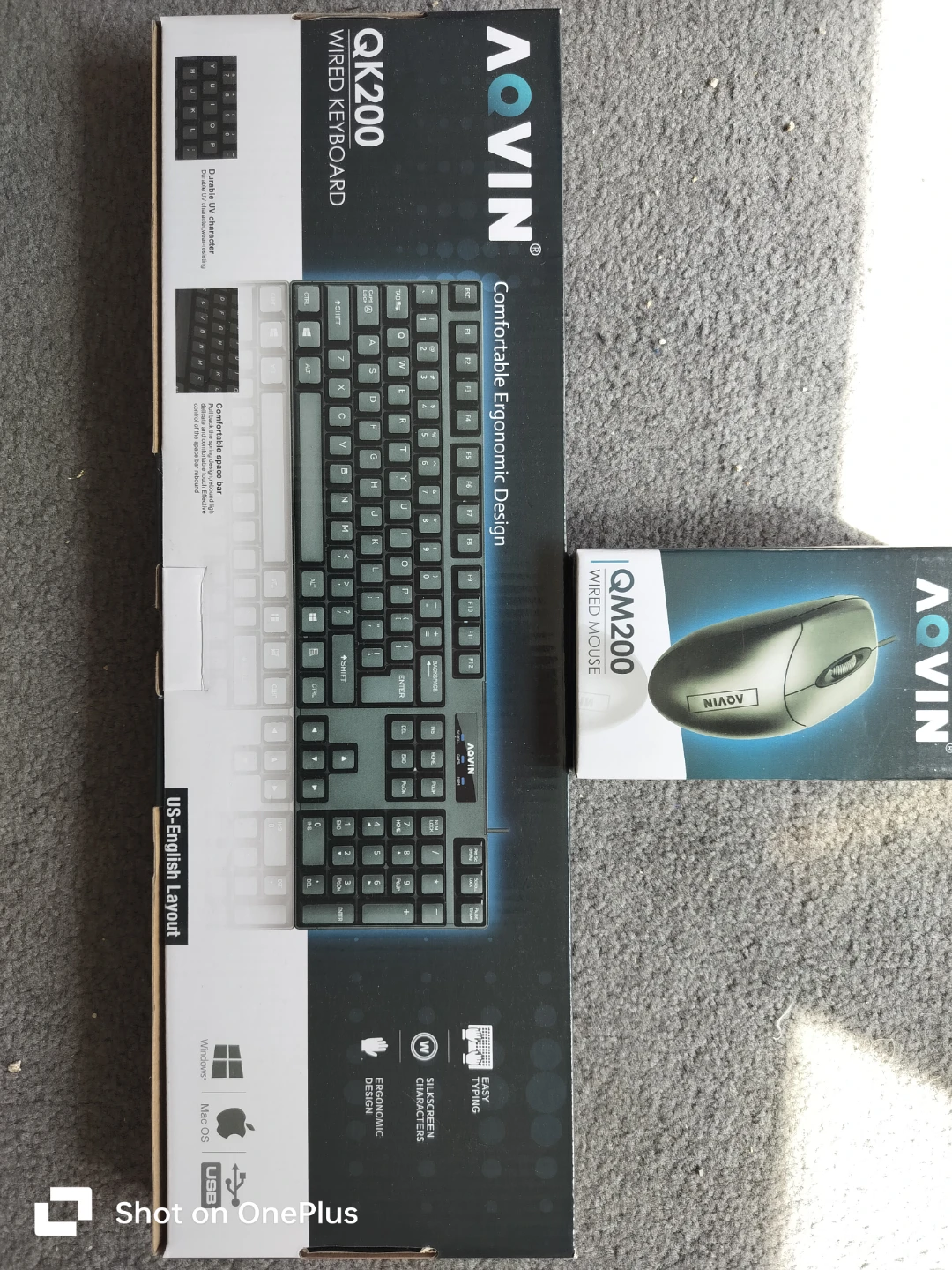 AOVIN QK200 Wired Keyboard and QM200 Wired Mouse Combo