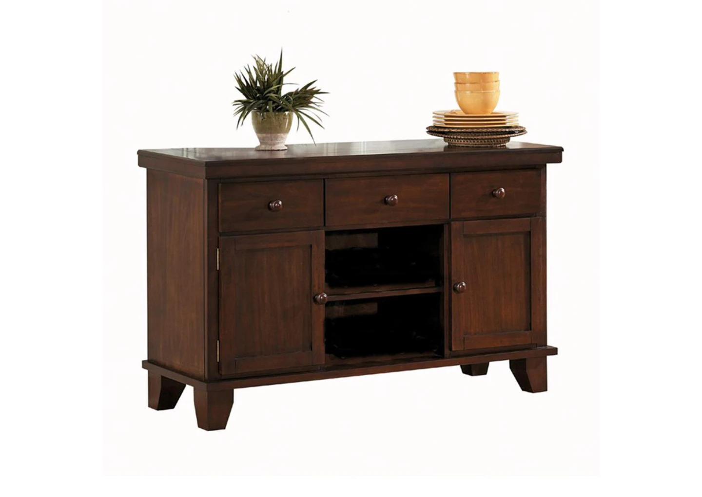 Dark Brown Wood Sideboard Buffet Cabinet - Mint Conditoon