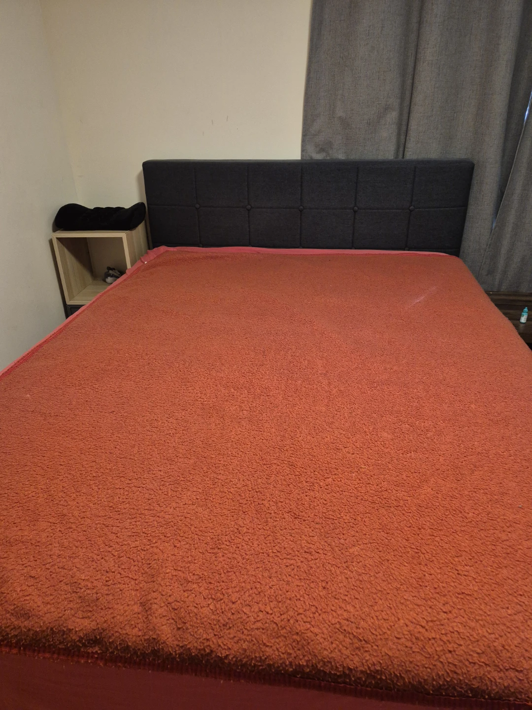 Grey Upholstered queen bed frame - photo 2