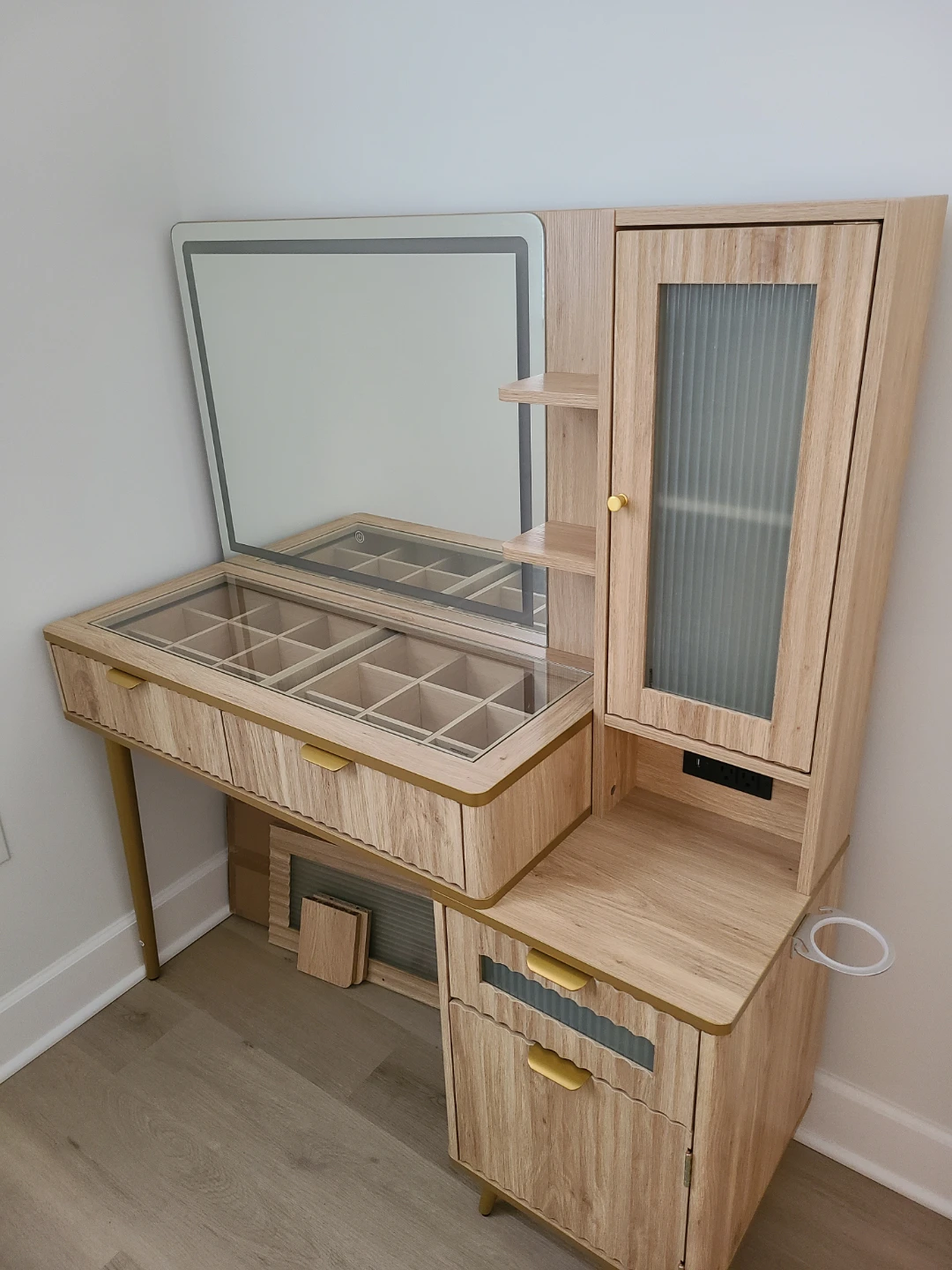 Vanity Desk with Mirror and Storage