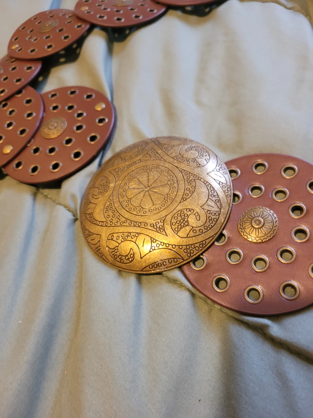 Women's Brown Wide Hippie Boho comcho cowboy Belt with Medallion - photo 3
