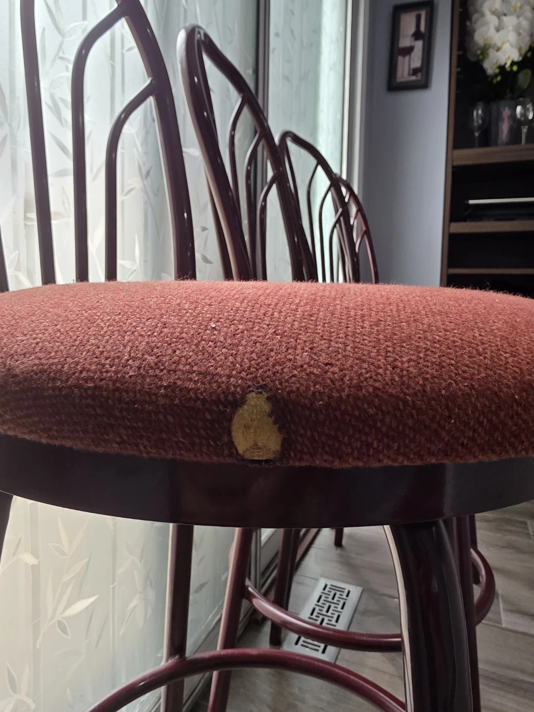 Set of 4 Bar Stools - Red Upholstered Seats - photo 3