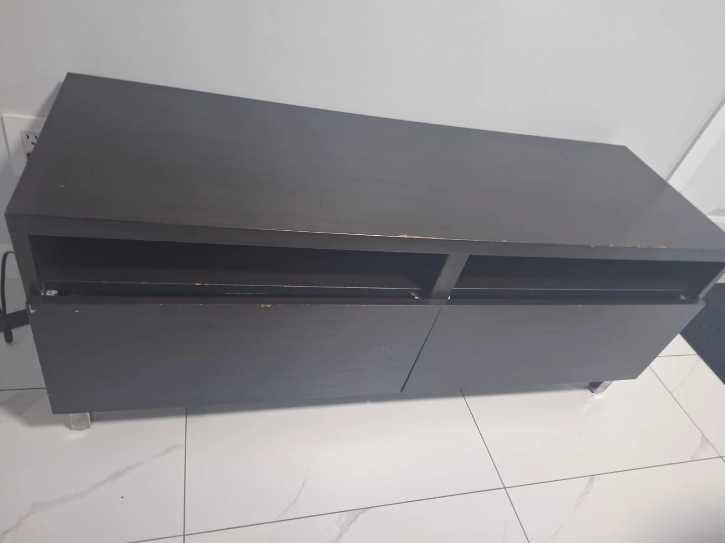 Dark Brown TV Stand with 2 Drawers