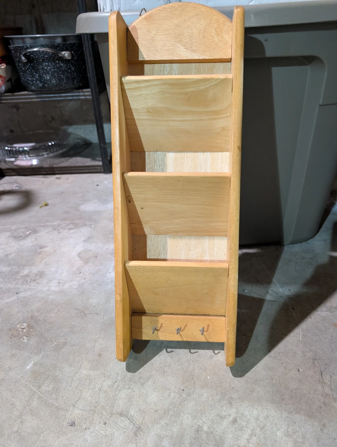 Wooden Wall Organizer with Key Hooks