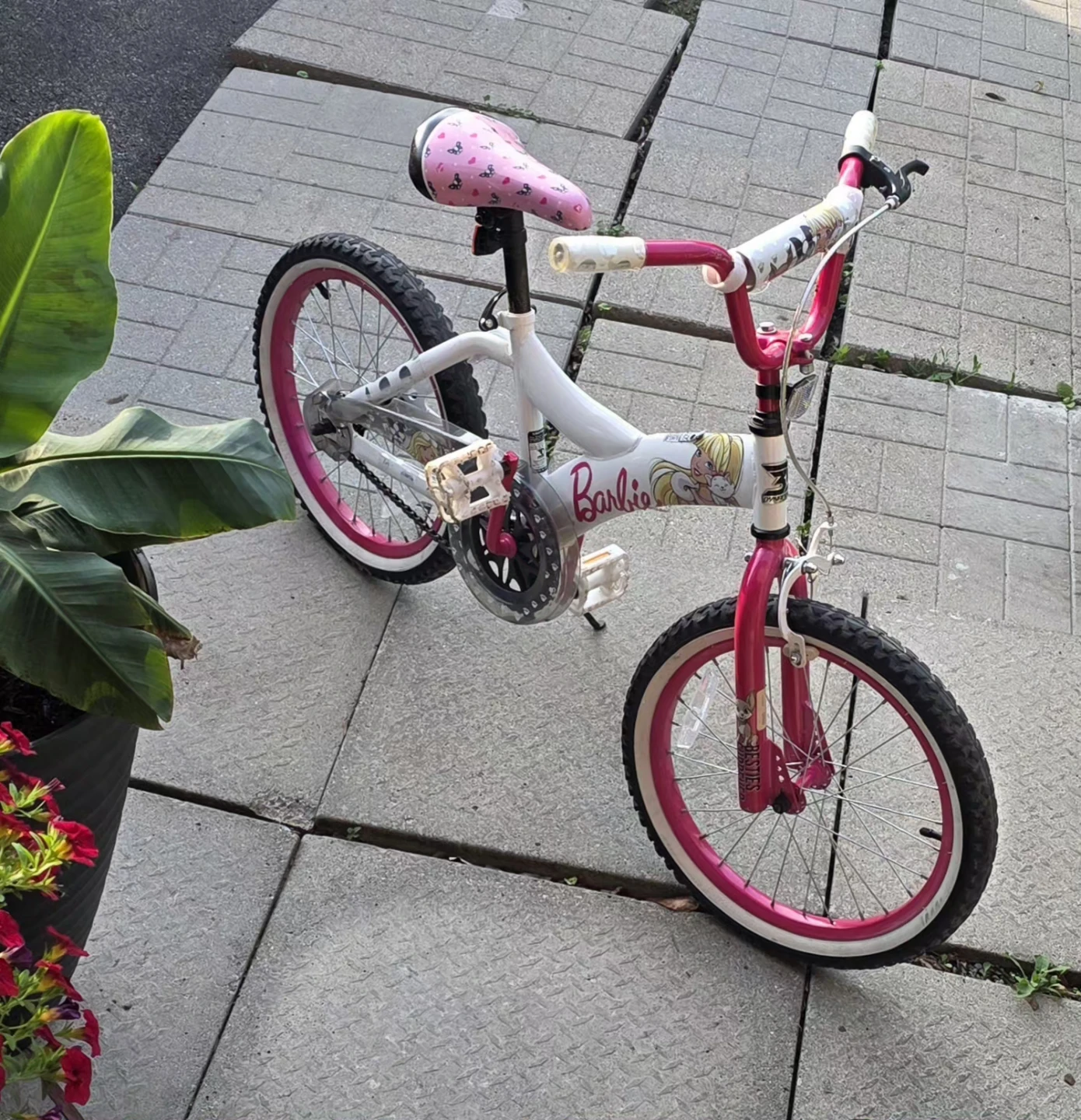 Kids Barbie Pink and White Bike