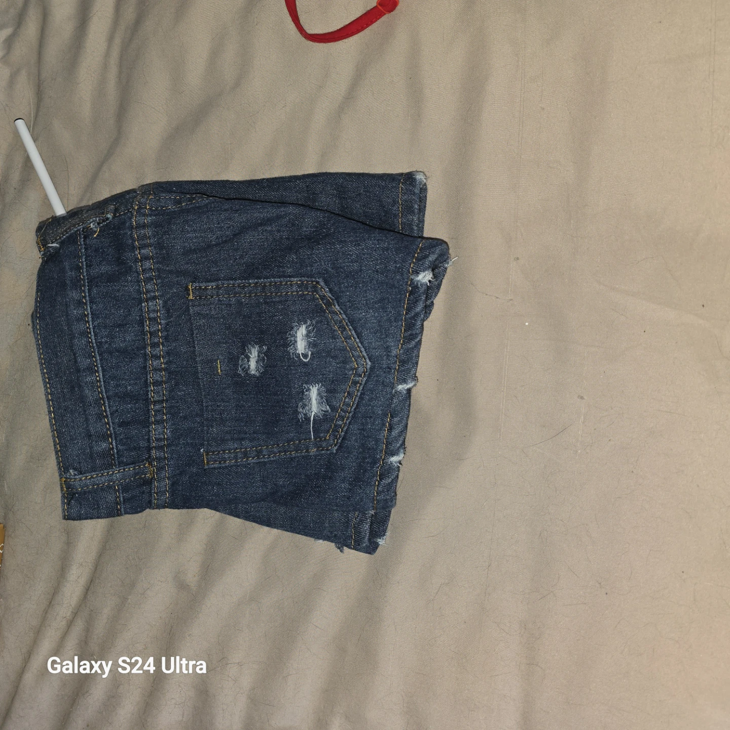 Denim Shorts with American Flag Pocket - photo 4