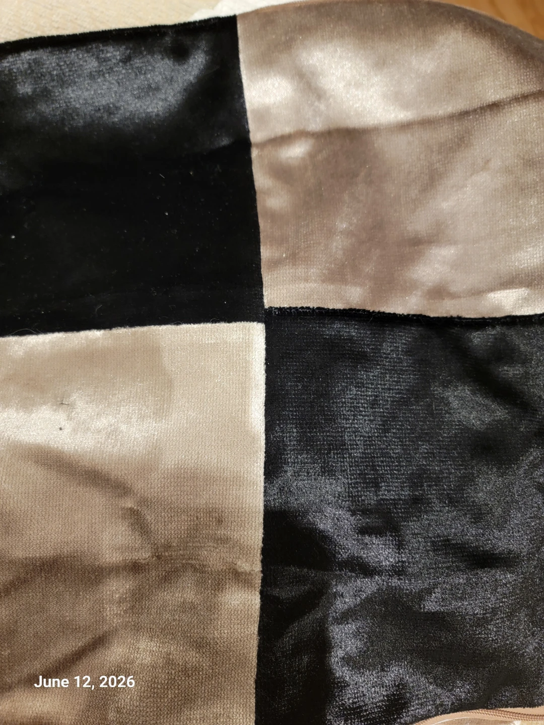 Velvet Pillow Covers - Black and Beige Checkered Set