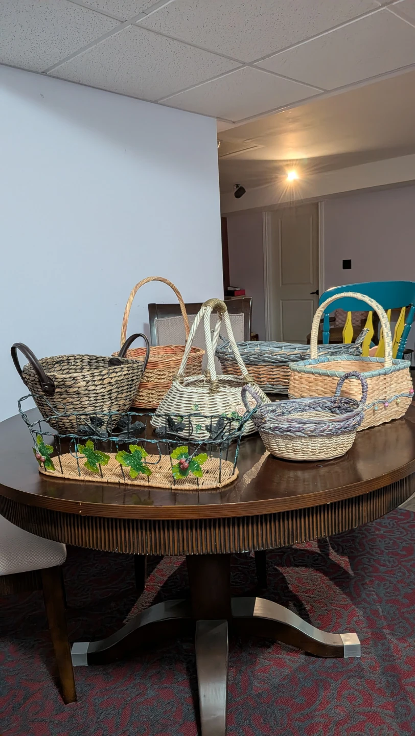 Assorted Wicker and Wire Baskets