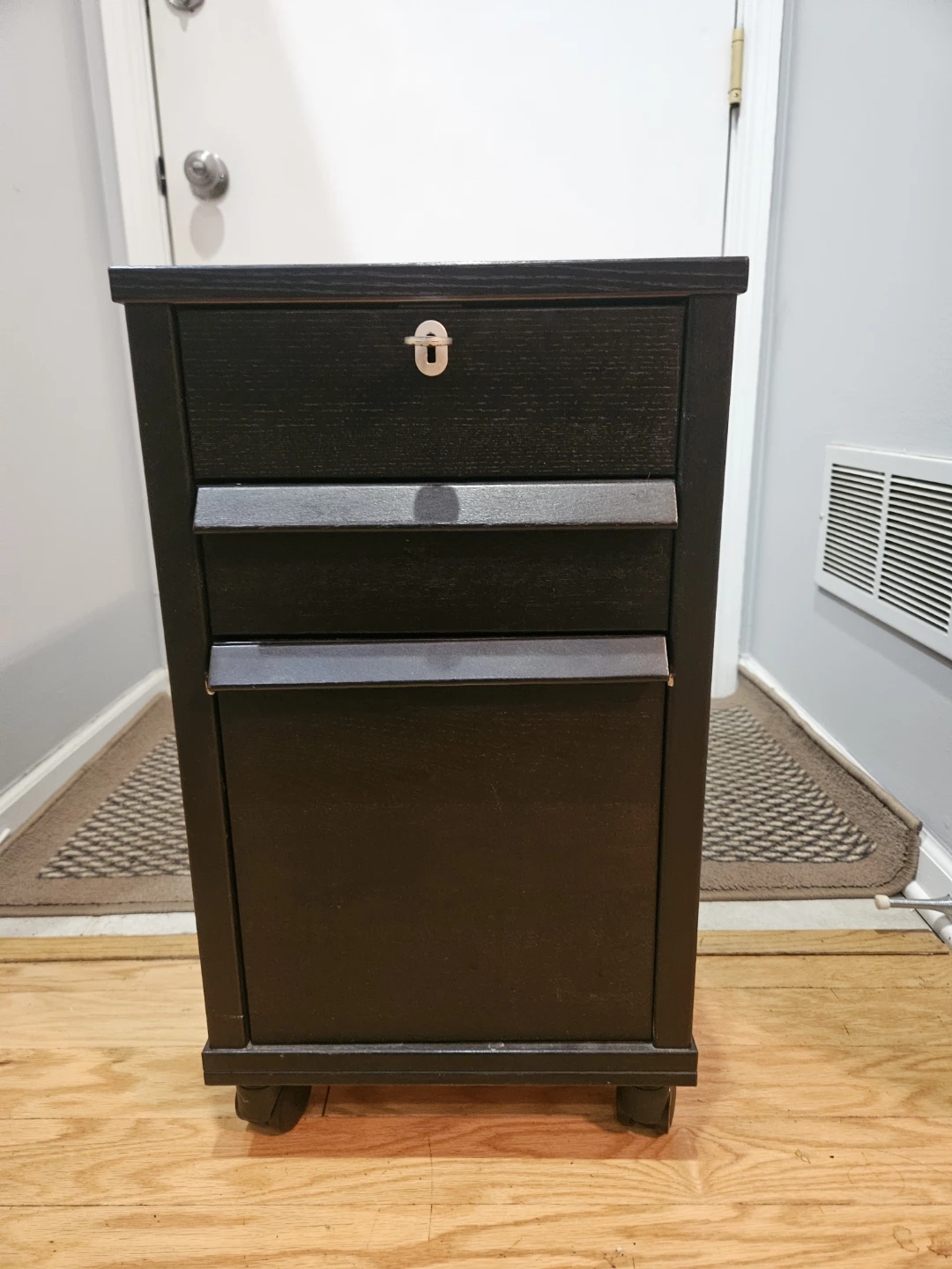 Black 3-Drawer Rolling File Cabinet