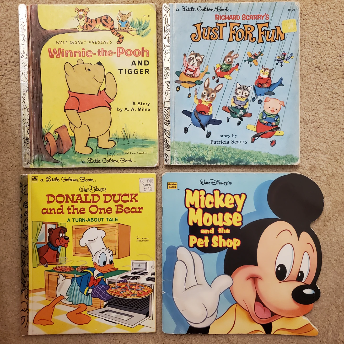 Set of 4 Vintage Little Golden Books for Children