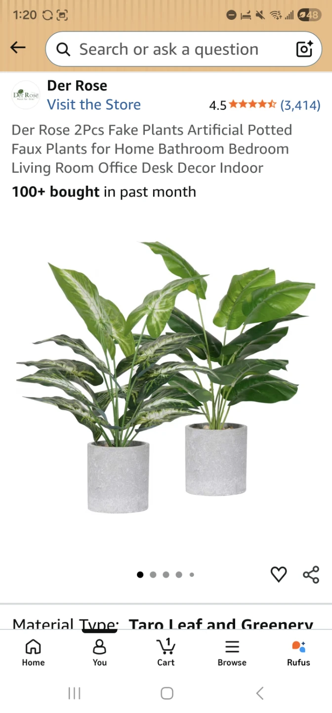 Der Rose 2pcs Faux Plants Taro Leaf and Greenery Leaf - photo 2