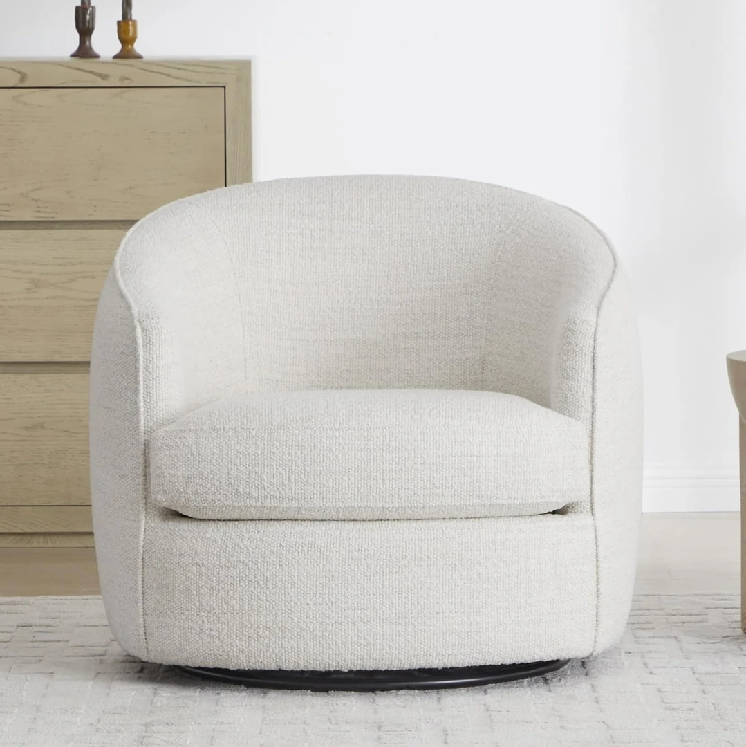 Cream Upholstered Swivel Armchair - photo 3