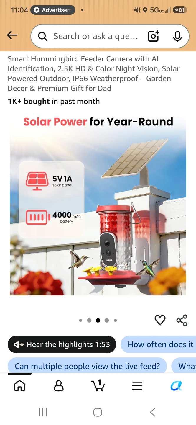 WLNYUGS Smart Hummingbird Feeder Camera with AI - photo 4