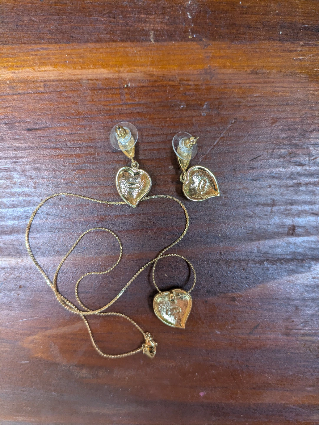 Gold Tone Heart Necklace and Earring Set - photo 2