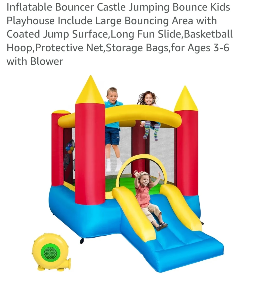 Inflatable Bounce House Castle Playhouse with Slide - photo 3