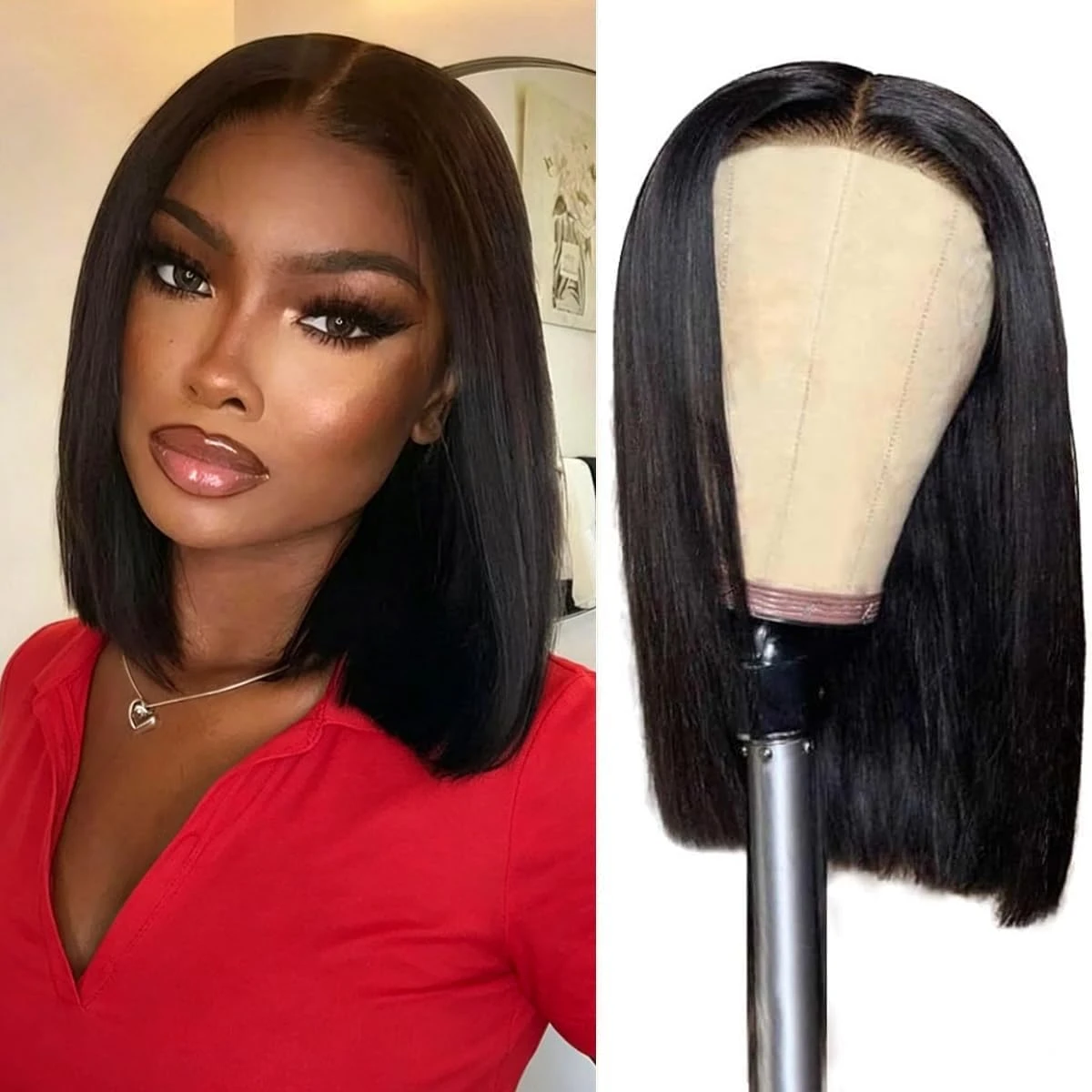 Glueless Wigs 4x4 Straight Bob Wig