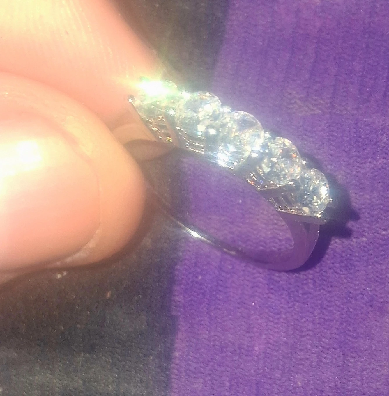 Silver-tone Ring with 5 Clear Stones - photo 2