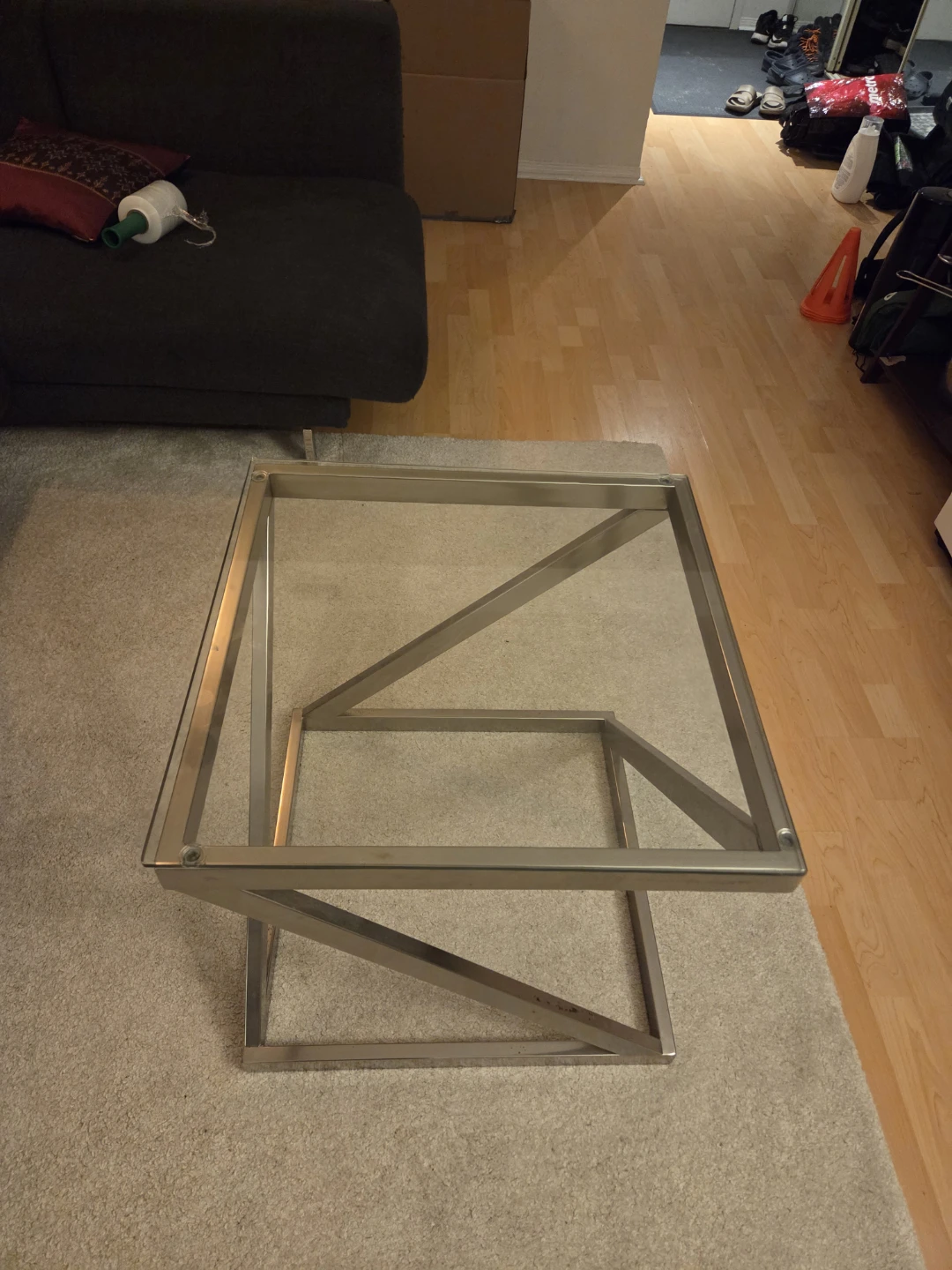 Glass and Metal End Table