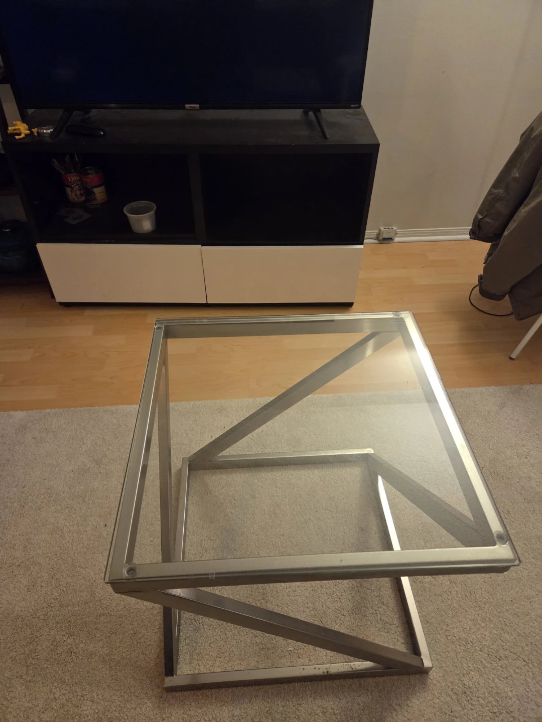 Glass and Metal End Table - photo 2