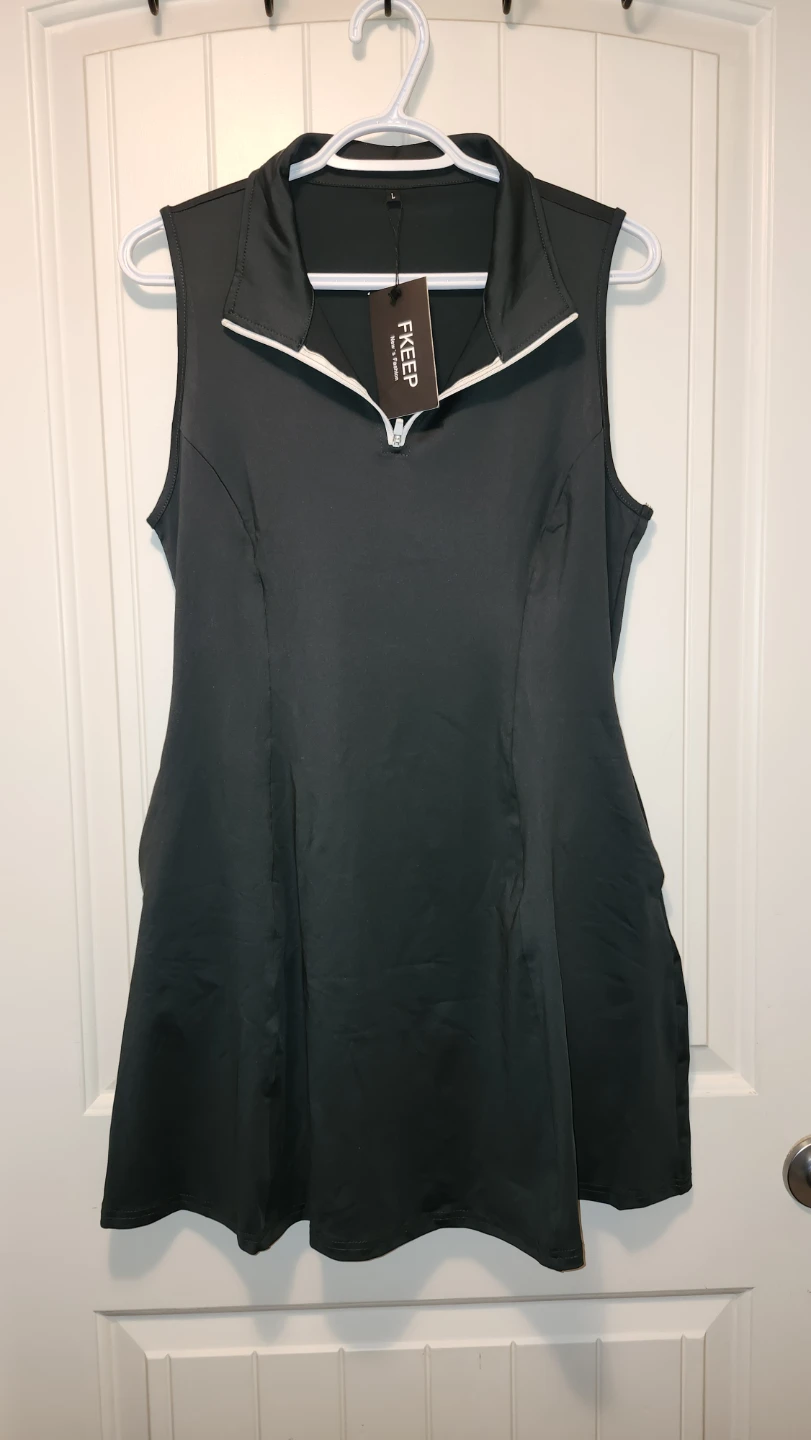 FKEEP Sleeveless Collared Zip-Up Dress - Large