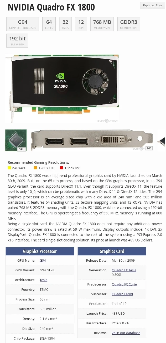 NVIDIA Quadro FX 1800
