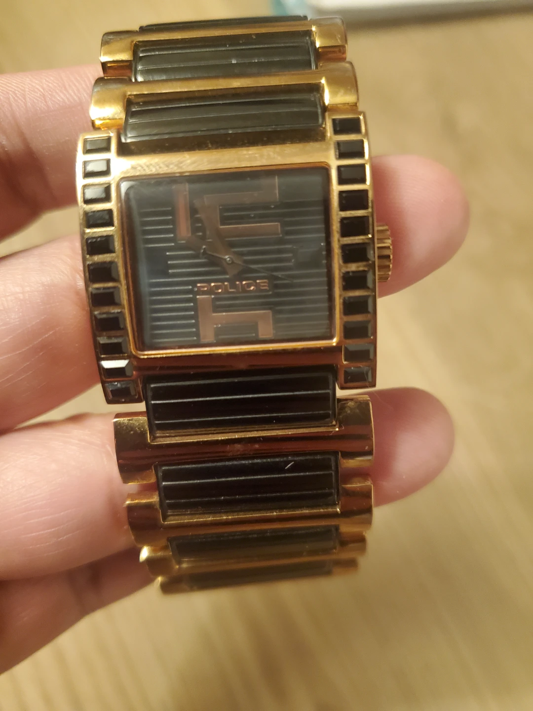 Police Gold Tone Watch with Black Accents - photo 2
