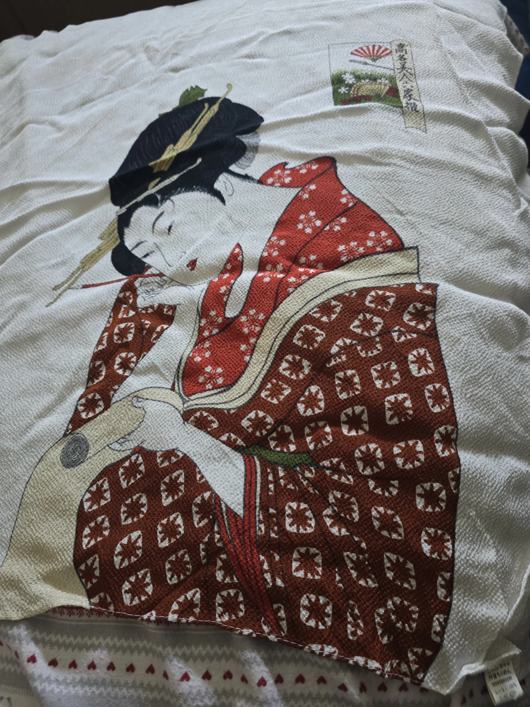 VINTAGE New  Japanese Geisha Yukiyo-e  Scarf Fabric Furushiki - photo 3