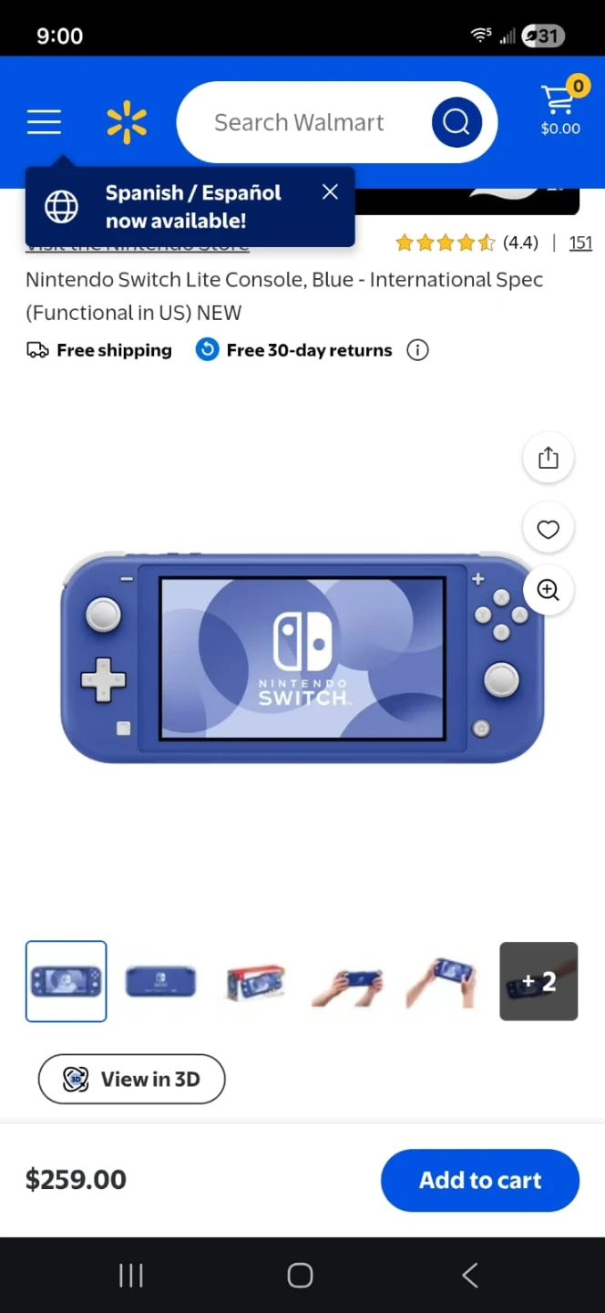 Nintendo Switch Lite Console - Blue