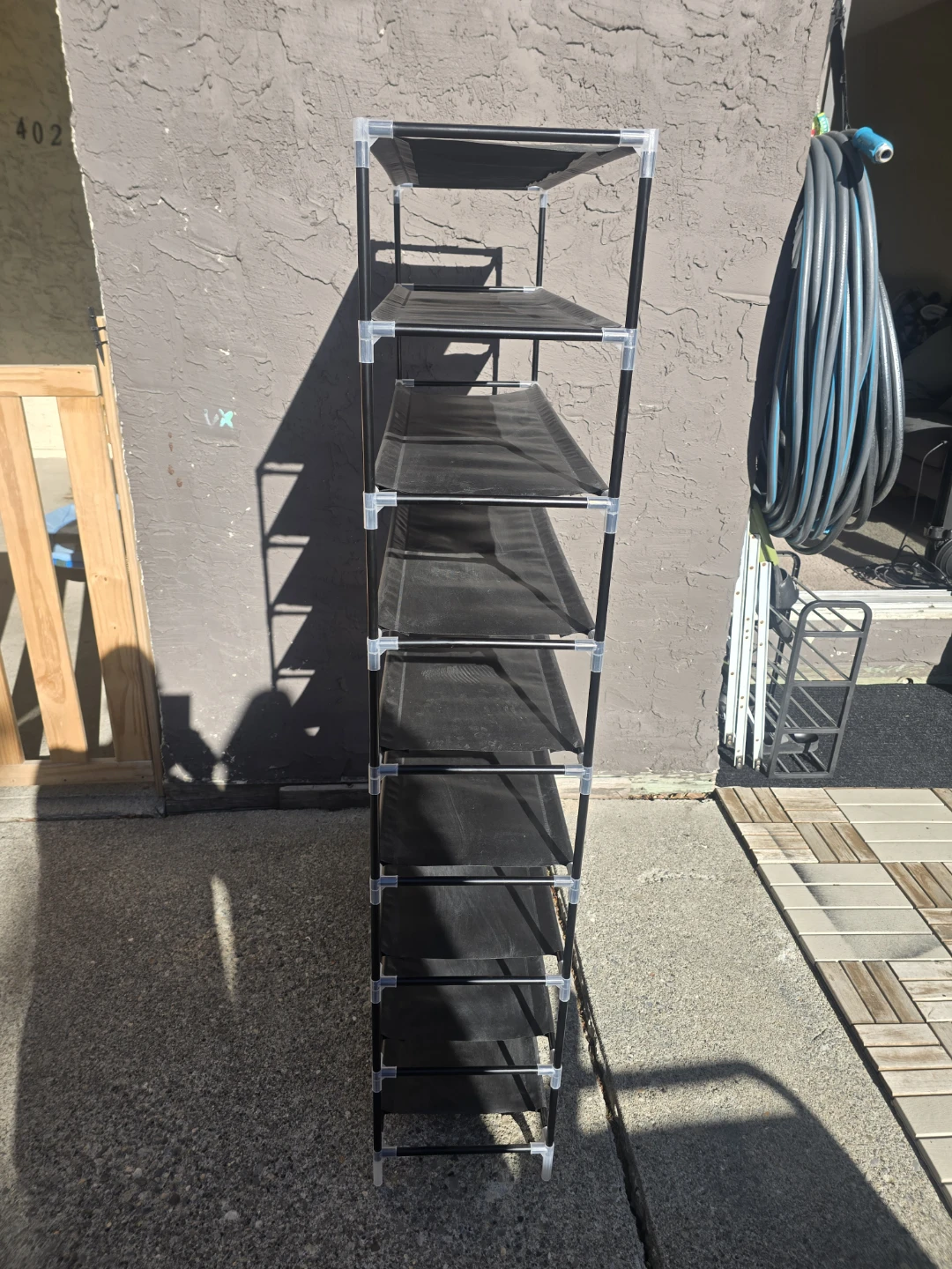 Shoe Rack with 9 Shelves Metal and Non-Woven Fabric Black - photo 3