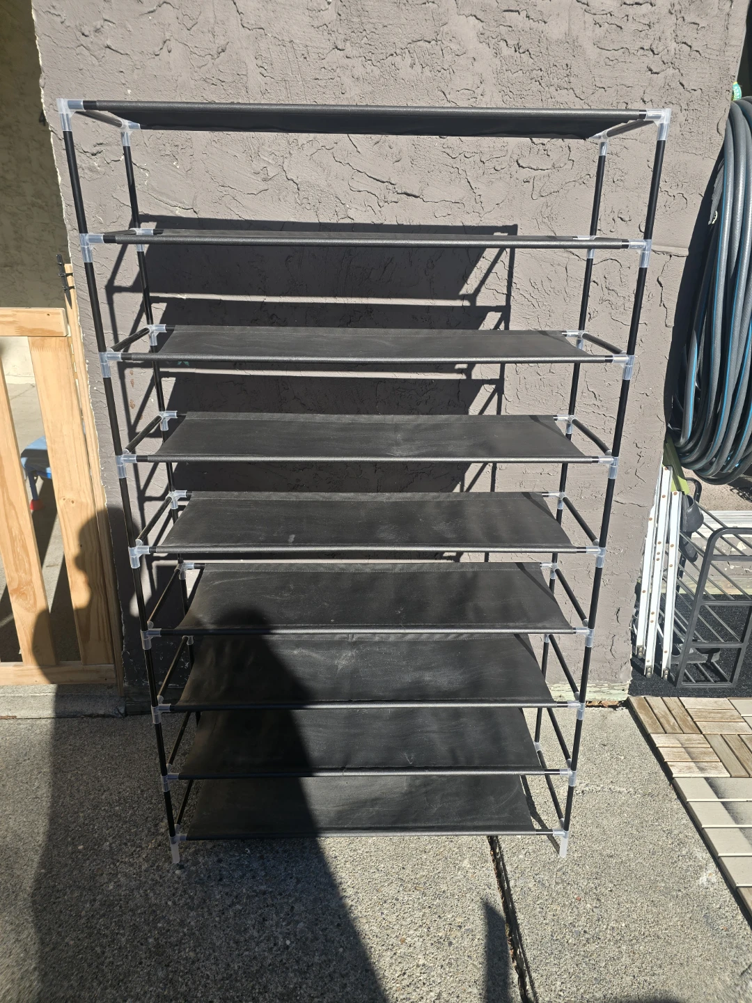 Shoe Rack with 9 Shelves Metal and Non-Woven Fabric Black - photo 4