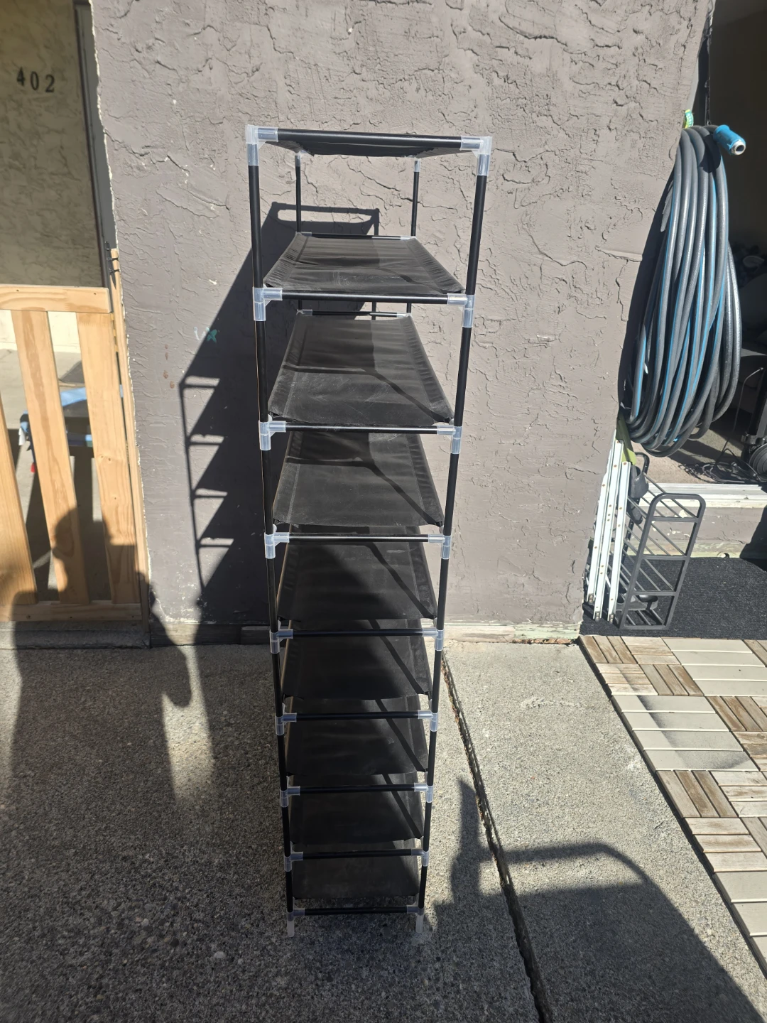 Shoe Rack with 9 Shelves Metal and Non-Woven Fabric Black - photo 5
