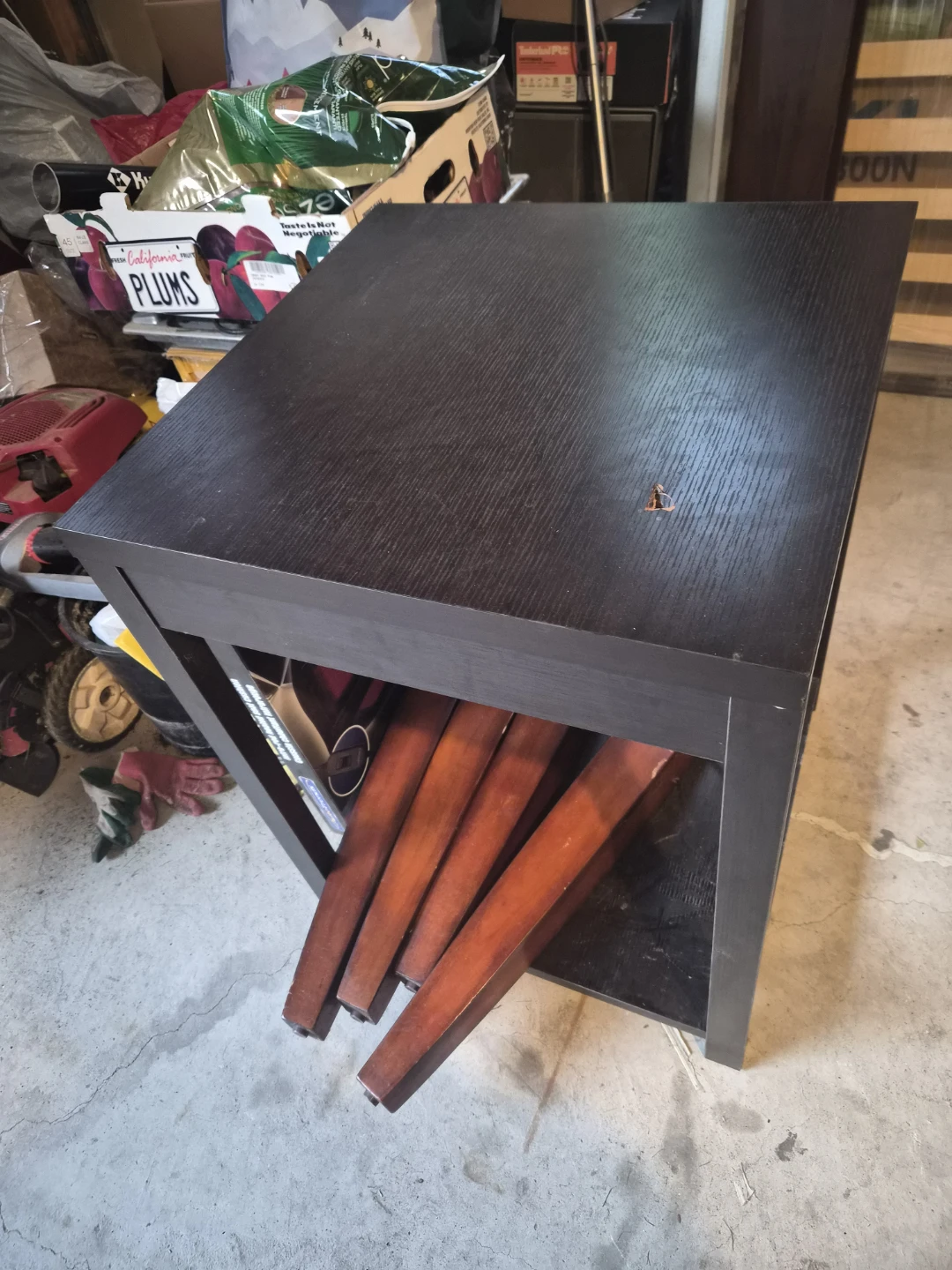 Dark Brown Side Table with Detachable Legs