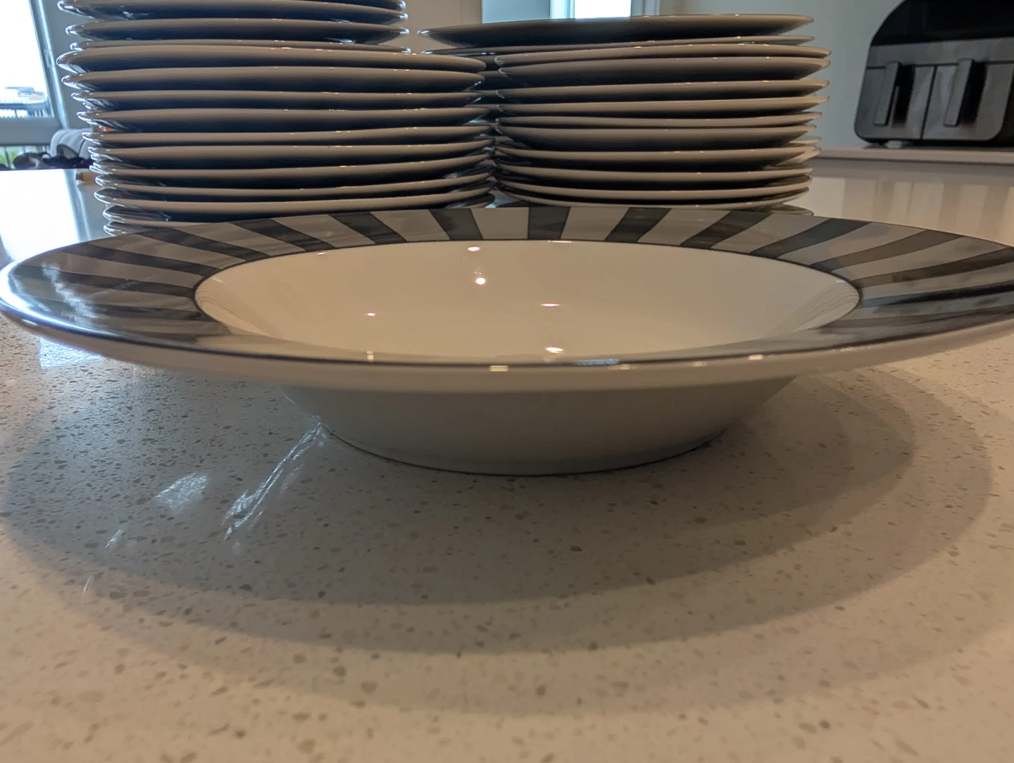 Dinnerware Set - Grey Stripe Pattern - photo 2