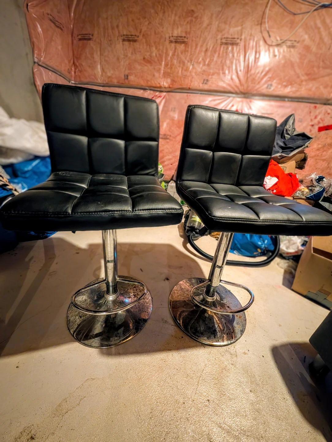 Set of 2 Black Faux Leather Bar Stools - photo 2