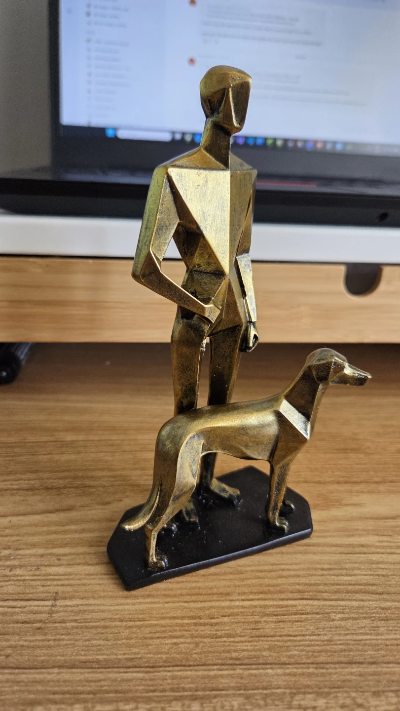 Furever Friends - Man & Dog Sculpture Figurine Display *new
