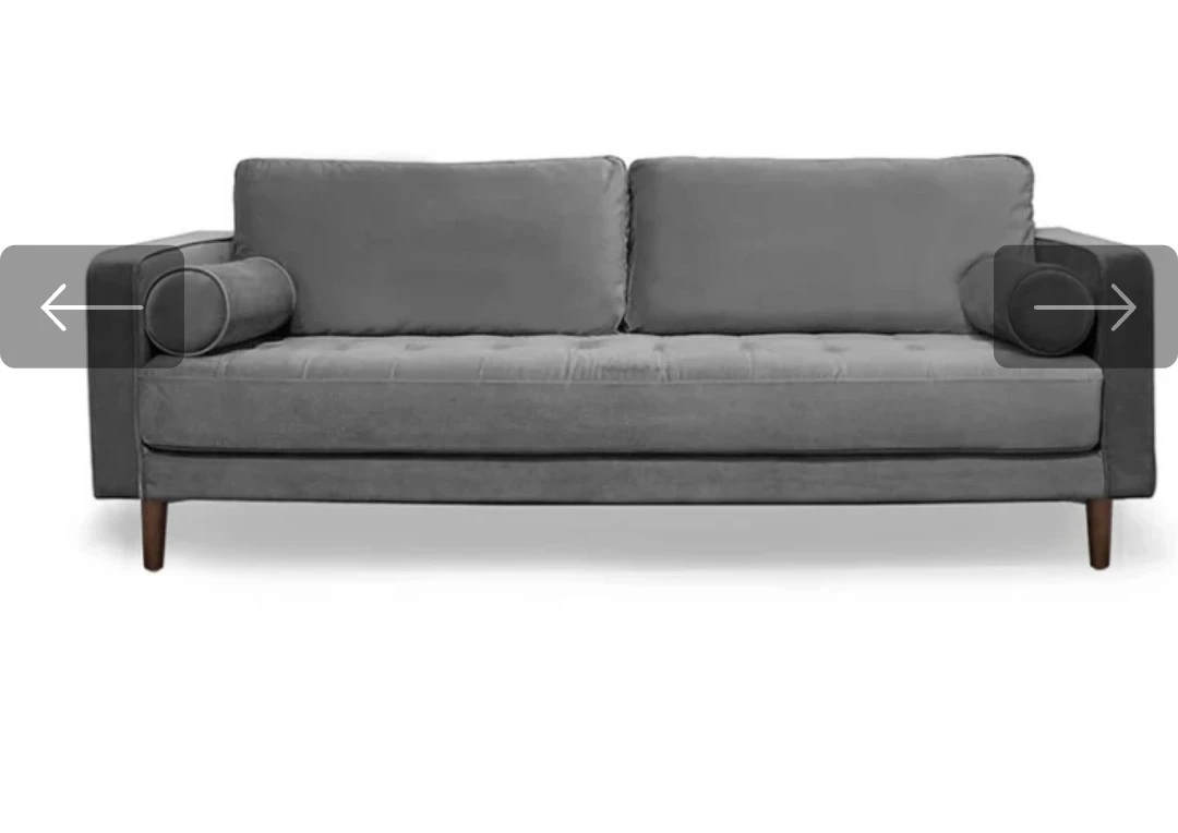 Gray Velvet Tufted Sofa
