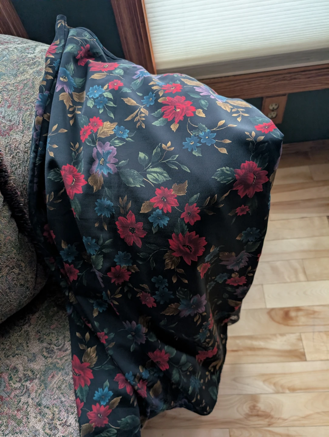 Black Floral Fabric skirt size 12