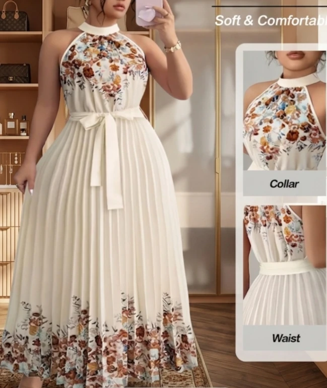 Floral Pleated Maxi Dress