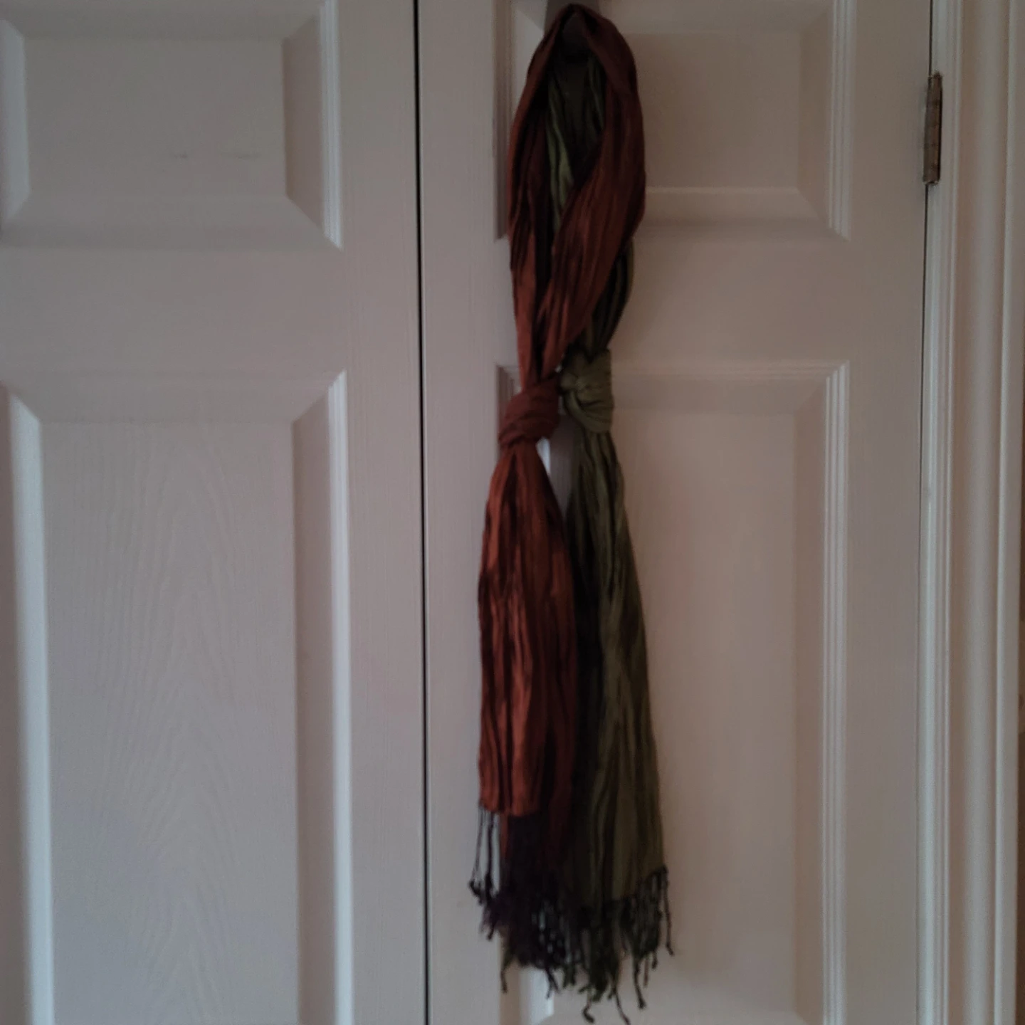 Crinkled Scarf - Rust & Olive Green - photo 2